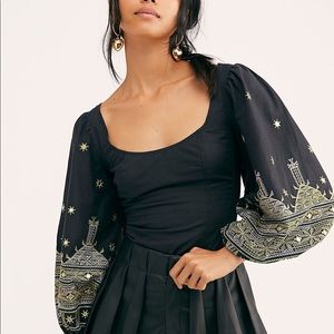 NWT Free People Katie Bug Embroidered Blouse size M